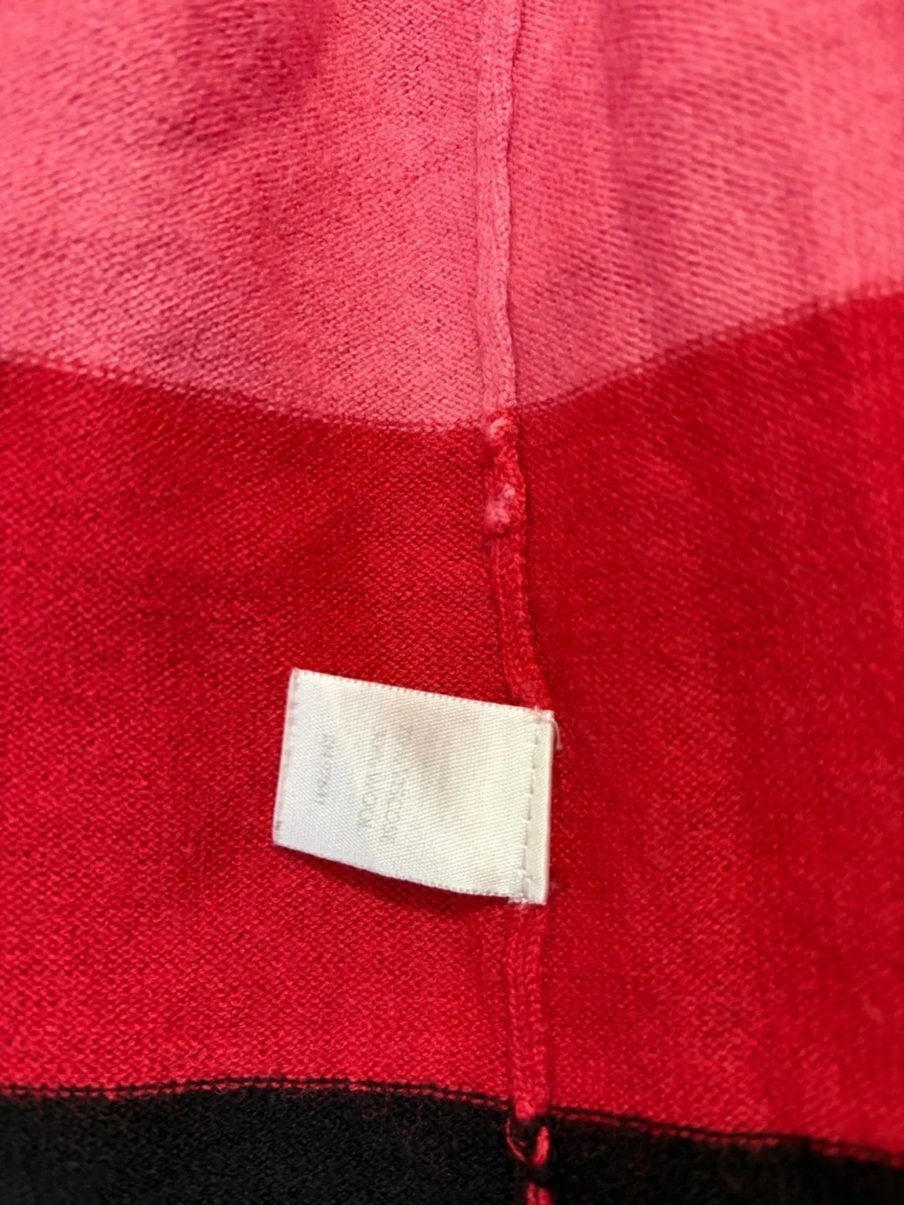 J. Jill Pink Red Black Open-Front Colorblock Cardigan